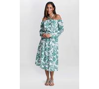 Gina Bacconi Women's Ryan Off-Shoulder Midi Dress in Green | Size: Medium Gina Bacconi Green M
