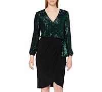 Gina Bacconi Women's Sequin and Jersey Dress Cocktail, Dark Green, 26