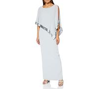 Gina Bacconi Women's Sequin Trim Cape Maxi Dress Cocktail, Summer Flint, 12