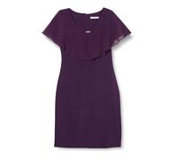 Gina Bacconi Women's Short V-Neck Sheath Dress with Popover Bodice and Embellishment Detail Cocktail, Plum, 16