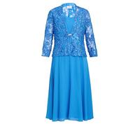 Gina Bacconi Women's Soutache Lace Jacket with Chiffon Dress Cocktail, Cobalt, 14