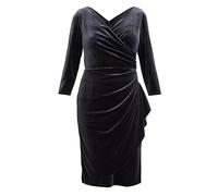 Gina Bacconi Women's Velvet Wrap Dress Cocktail, Grey, 12
