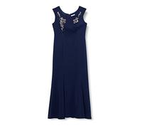 Gina Bacconi Women's Woven Stretch Satin Beaded Maxi Dress Cocktail, Navy, 10