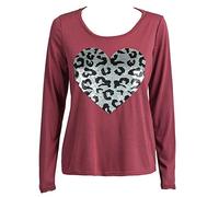 Gina Benotti Ladies Animal Print Sequin Heart Long Sleeve Top - Mulberry Pink - (X Large UK 20/22)