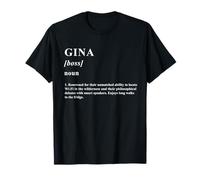 GINA Designs By AKOKAY Unisex Adults T-Shirt Funny Name Definition GINA S V-Neck Short Sleeve Cotton Polyester Novelty/Humor Black Size S