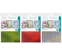 Gina K Designs Holiday Colors Fancy Foil 6 x 8 inch Sheets - Sparkling Silver, Glittering Green and Radiant Red with Storage Pocket