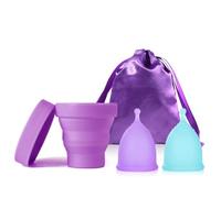 Ginalaia Small Menstrual Cup with Collapsible Storage Cup, Leak-Proof Design with Medical Grade Silicone Period Cups Reusable Comfortably use for 12 Hours(S+XS)