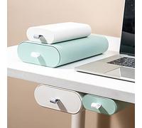 Ginamart Under Table Desk Drawer Organizer, 2 Pack Self-Adhesive Pop-up Hidden Office Under Desk Pen Storage Box Drawer Tray Organizer for Office Home School Desk