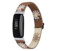 Ginamart Woven Strap Compatible with Fitbit Inspire 2/Ace 3 Strap, Women Men Sport Soft Nylon Fabric Replacement Wristband for Fitbit Ace 3/Inspire 2 Small Large (Brown Flower)