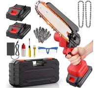 Ginarelo Cordless Mini Chainsaw Battery Small - Chainsaws Chain Saws Handheld Lightweight Outdoor Power Tools for Cutting Trees Pruning Branch Cutter 6 Inch 2 Batteries with Charger Rotorazer