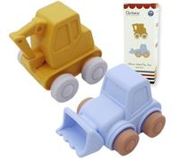 Ginbear Silicone Car Toys Set for Babys 9 M+ (Excavator + Bulldozer)