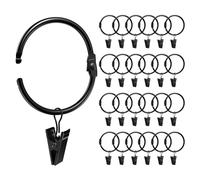 Ginbel Direct Metal Curtain Clip for Window Shower Bedroom Curtains Openable Black Curtain Rings (2 inch, 24 Pack)