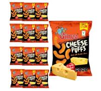 Ginco Cheese Puff Crisps (Pack of 12) - Kids Snacks, Savoury Lunchbox Snacks | Snack Pack Sharing Crisps Cheese Puffs