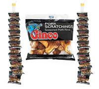 Ginco Pork Scratchings Bulk, 24 X 40g Packs of Original Pork Crackling, 100% Pork Rinds, Hand Cooked Pork Scratchings UK, High Protein Pub Snacks