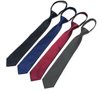 Ginddy 4 PCS Men's Premium Solid Skinny Tie Set - Business & Funeral Ready Zipper Necktie in Black/Navy/Charcoal/Burgundy - Wrinkle-Resistant Polyester Silk (45x8cm)