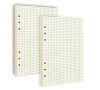 Ginddy A5 6-Hole Quad Grid Refill Paper - 2 Pack 80 Sheets Each 4x4 Graph Paper for 6-Ring Binders Business Trip School & Office Use (20.5x14.2cm,Beige)
