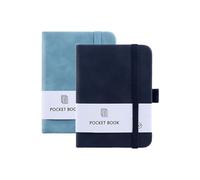 Ginddy A7 Notebooks,Pack of 2 with Pen Loop Pocket-Size Leather Notepad Set (Black & Navy) | Elastic Closure Mini Journals for Women & Men Ideal for Office School Travel Essentials