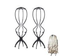 Ginddy Black Wig Stand Head Tripod,2-Pack 50 cm Collapsible & Detachable Mannequin Head Stand for Wigs, Stylish Hat Holder and Wig Storage Display Accessory