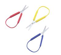 Ginddy Loop Scissors, 3 Pcs Colorful Handle Self-Opening Safety Scissors, Left Hand, Silver, Stainless Steel, Unique Style, Plastic Handle, Paper, Sewing, Craft, Kids, Children, Schools, Special Need