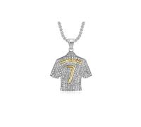 Ginddy Number 7 Soccer Jersey Pendant,Silver Number 7 Football Necklace Charm No. 7 Jersey Soccer Necklace for Men Rock Jersey Player