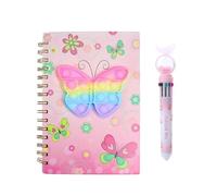 Ginddy Secret Diary for Girls with 10-Colour Pen Set - Silicone Cover Spiral Notebook 19x13cm | Girls Birthday Presents, Kids Journal Gift Set for School & Writing
