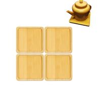 Ginddy Square Bamboo Wood Coasters, 4 Pack - Light Brown, DIY Mosaic Crafts, Home Decor