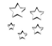 Ginddy Star Cookie Cutter, 5 Pcs Biscuit Cutters for Baking, Cute Star Shaped Mini Stainless Steel Cookie Molds