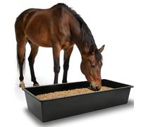 GINDOOR 5 Pack Extra Large Capacity 12 Gallon /48 Quart Long Plastic Livestock Trough Heavy Duty Feed and Water Trough for Sheep Horses Pigs Crack Resistant Long Feeder Pan Resists Animal Trampling