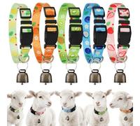 GINDOOR 5 Pack Fruit Goat Collars with Bells,Anti-Lost Pet Collar | Adjustable Nylon Collar & Sheep Grazing Copper Bells for Small Farm Animal Sheep Calf Cow Accessories(13.7"-20.5")
