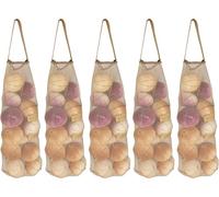 GINFH Hanging Mesh Storage 5Pack Potato & Onion Bags - Large Reusable Net Produce Bags (Beige)