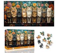 Ginfonr 1000 Piece Jigsaw Puzzles for Adults, 《CAT'S VISIT》Irregular Shaped Pieces for Challenging Fun, No Dust Classic Animal Puzzle, Gifts for Family Game Night 31.5 x 16 inch