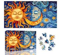 Ginfonr 1000 Piece Jigsaw Puzzles for Adults - CELESTIAL HARMONY, Irregular Shaped Pieces for Challenging Fun, No Dust Classic Moon Artistic Puzzle, Gifts for Family Game Night 31.5 x 16 inch