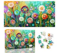 Ginfonr 1000 Piece Jigsaw Puzzles for Adults - Dandelion, Irregular Shaped Pieces for Challenging Fun, No Dust Classic Landscape Artistic Puzzle, Gifts for Family Game Night 31.5 x 16 inch