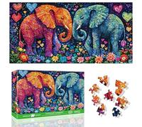 Ginfonr 1000 Piece Jigsaw Puzzles for Adults - ELEPHANT HARMONY, Irregular Shaped Pieces for Challenging Fun, No Dust Classic Elephant Artistic Puzzle, Gifts for Family Game Night 31.5 x 16 inch