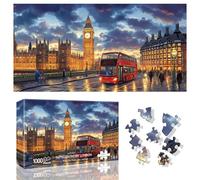Ginfonr 1000 Piece Jigsaw Puzzles for Adults - IMPRESSIONS OF LONDON, Irregular Shaped Pieces for Challenging Fun, No Dust Classic Landscape Artistic Puzzle, Gifts for Family Game Night 31.5 x 16 inch