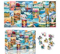 Ginfonr 1000 Piece Jigsaw Puzzles for Adults - Landscape, Irregular Shaped Pieces for Challenging Fun, No Dust Classic Travel Memories Artistic Puzzle, Gifts for Family Game Night 31.5 x 16 inch