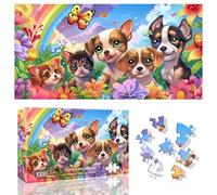 Ginfonr 1000 Piece Jigsaw Puzzles for Adults - PUPPIES GATHERING, Irregular Shaped Pieces for Challenging Fun, No Dust Classic Pets Artistic Puzzle, Gifts for Family Game Night 31.5 x 16 inch