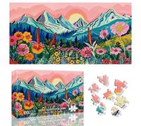 Ginfonr 1000 Piece Jigsaw Puzzles for Adults - SUNLIT MOUNTAIN BLOOMS, Irregular Shaped Pieces for Challenging Fun, No Dust Classic Flowers Artistic Puzzle, Gifts for Family Game Night 31.5 x 16 inch