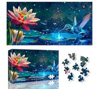 Ginfonr 1000 Piece Jigsaw Puzzles for Adults - THE LAST POLLINATOR, Irregular Shaped Pieces for Challenging Fun, No Dust Classic Hummingbird Artistic Puzzle, Gifts for Family Game Night 31.5 x 16 inch