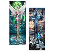 Ginfonr 2PCS Large Diamond Art Kits for Adults, Jesus Diamond Painting for Adults, Diamond Decor Crosses Full Drill, Diamonds Craft Embroidery Rhinestone for Home Wall Decor 31.5 x 11.81 inch