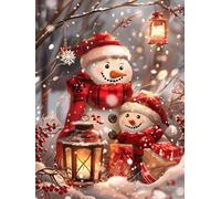 Ginfonr 5D DIY Diamond Art Painting Christmas Day by Number Kits Full Drill for Adults, Paint with Diamonds Art Snowman Cross Stitch Embroidery Rhinestone Craft for Home Wall Decor 12x16 Inch