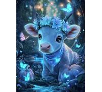 Ginfonr 5D DIY Diamond Art Painting Cow by Number Kits Full Drill for Adults, Paint with Diamonds Art Butterfly Cross Stitch Embroidery Rhinestone Craft for Home Wall Decor 12x16 Inch 8150