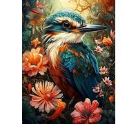Ginfonr 5D DIY Diamond Painting Bird Flower Colored by Number Kits Full Drill for Adults, Paint with Diamonds Art Animal Cross Stitch Embroidery Rhinestone Craft for Home Wall Decor 12x16 Inch