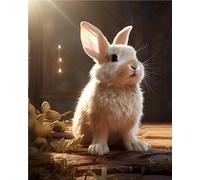 Ginfonr 5D DIY Diamond Painting Rabbit by Number Kits Full Drill for Adults, Paint with Diamonds Art Animals Cross Stitch Embroidery Rhinestone Craft for Home Wall Decor 12x16 Inch