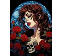 Ginfonr 5D DIY Diamond Painting Woman Flower by Number Kits Full Drill for Adults, Paint with Diamonds Art Rose Cross Stitch Embroidery Rhinestone Craft for Home Wall Decor 12x16Inch 24