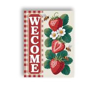 Ginfonr DIY 5D Diamond Art Kits for Adults, Strawberries Diamond Painting for Adults, Diamond Art Welcome Full Drill, Diamond Art Embroidery Rhinestone Craft for Home Wall Decor 12 x 16 Inch