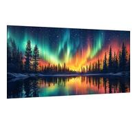 Ginfonr DIY Large Diamond Art Kits for Adults, Aurora Diamond Painting for Adults, Diamond Decor Landscape Full Drill, Diamonds Craft Embroidery Rhinestone for Home Wall Decor 31.5 x 11.81 inch