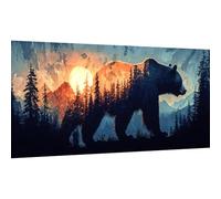 Ginfonr DIY Large Diamond Art Kits for Adults, Forestry Diamond Painting for Adults, Diamond Decor Bears Full Drill, Diamonds Craft Embroidery Rhinestone for Home Wall Decor 31.5 x 11.81 inch