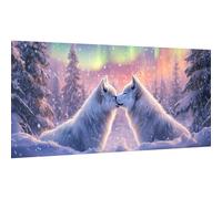 Ginfonr DIY Large Diamond Art Kits for Adults, Wolves Diamond Painting for Adults, Diamond Decor Animal Full Drill, Diamonds Craft Embroidery Rhinestone for Home Wall Decor 31.5 x 11.81 inch