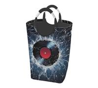 Ginfult Abstract Water Lightning Vinyl Record Laundry Hamper with Handles Foldable Laundry Baskets Large Clothes Hampers Storage Basket for Bedroom Bathroom